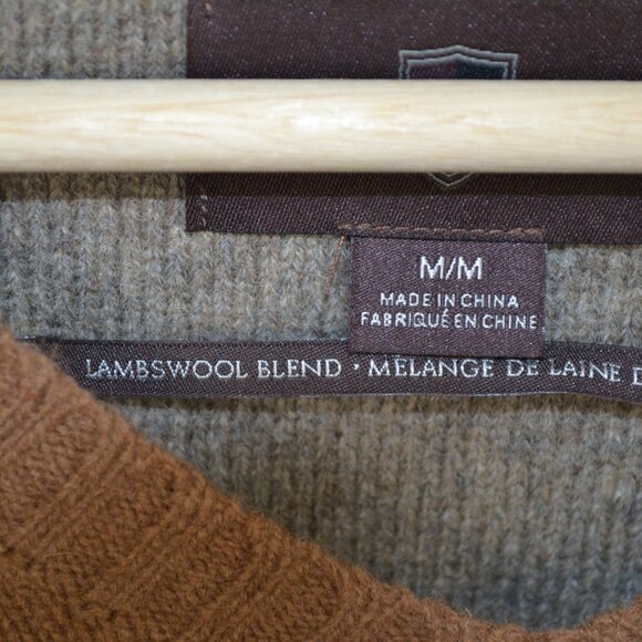 Black Brown 1826 Lambwool Blend Mens M Pullover V Neck Stretch Knit Sweater - Picture 10 of 10